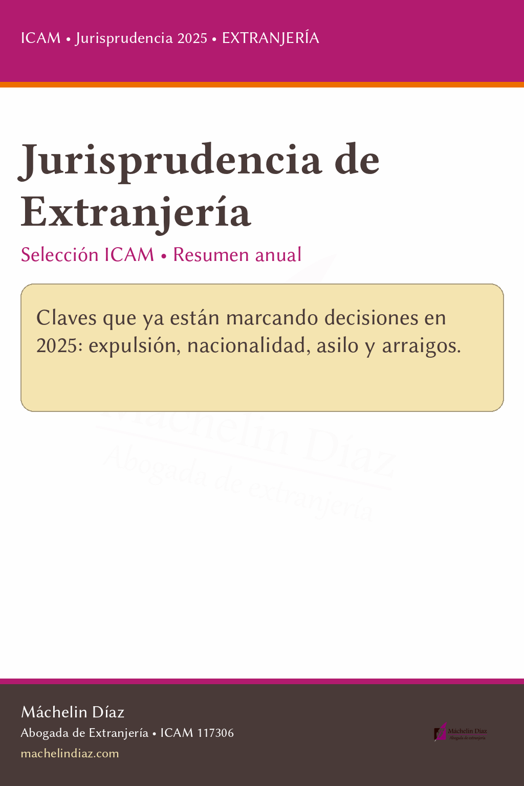 Clara imagen de una abogada de extranjería en un documento sobre jurisprudencia en inmigración en Madrid.