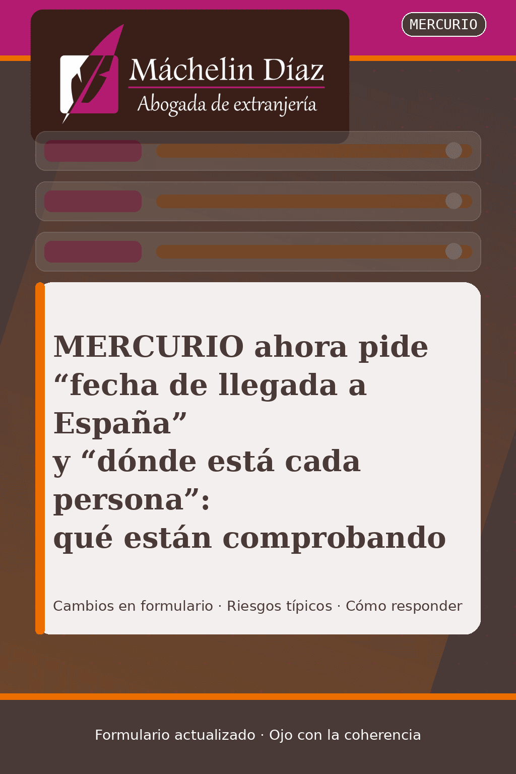 Tarjeta de formulario para solicitud de fecha de llegada y ubicación en España, abogada de extranjería.