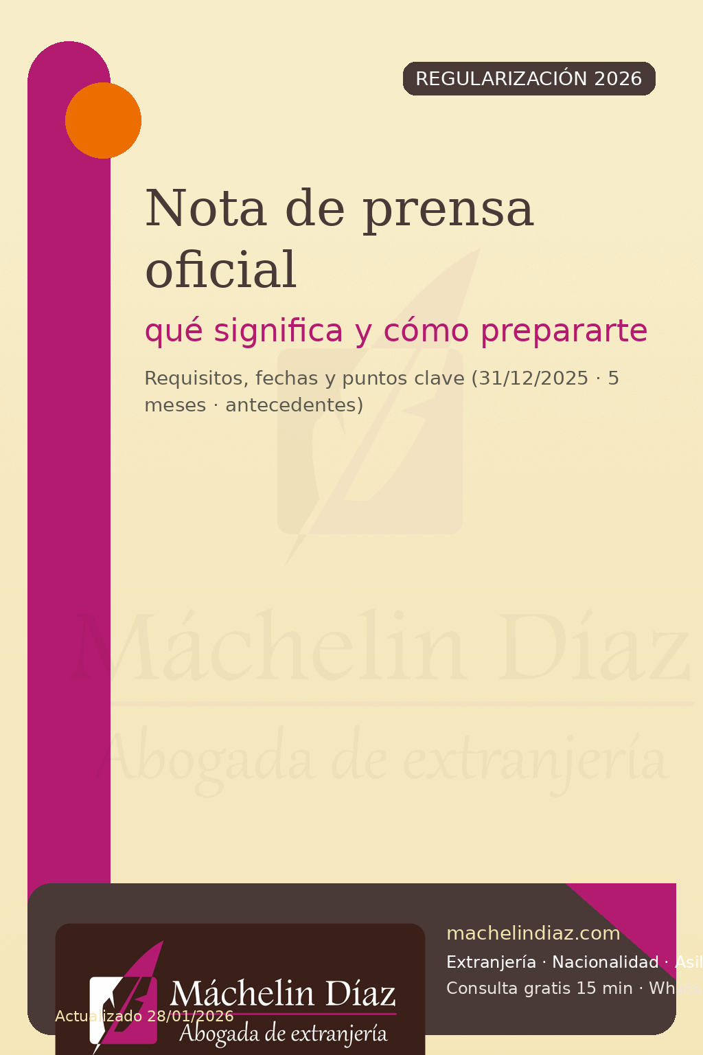 Nota de prensa oficial sobre regularización migratoria 2026, abogada de extranjería en Madrid.