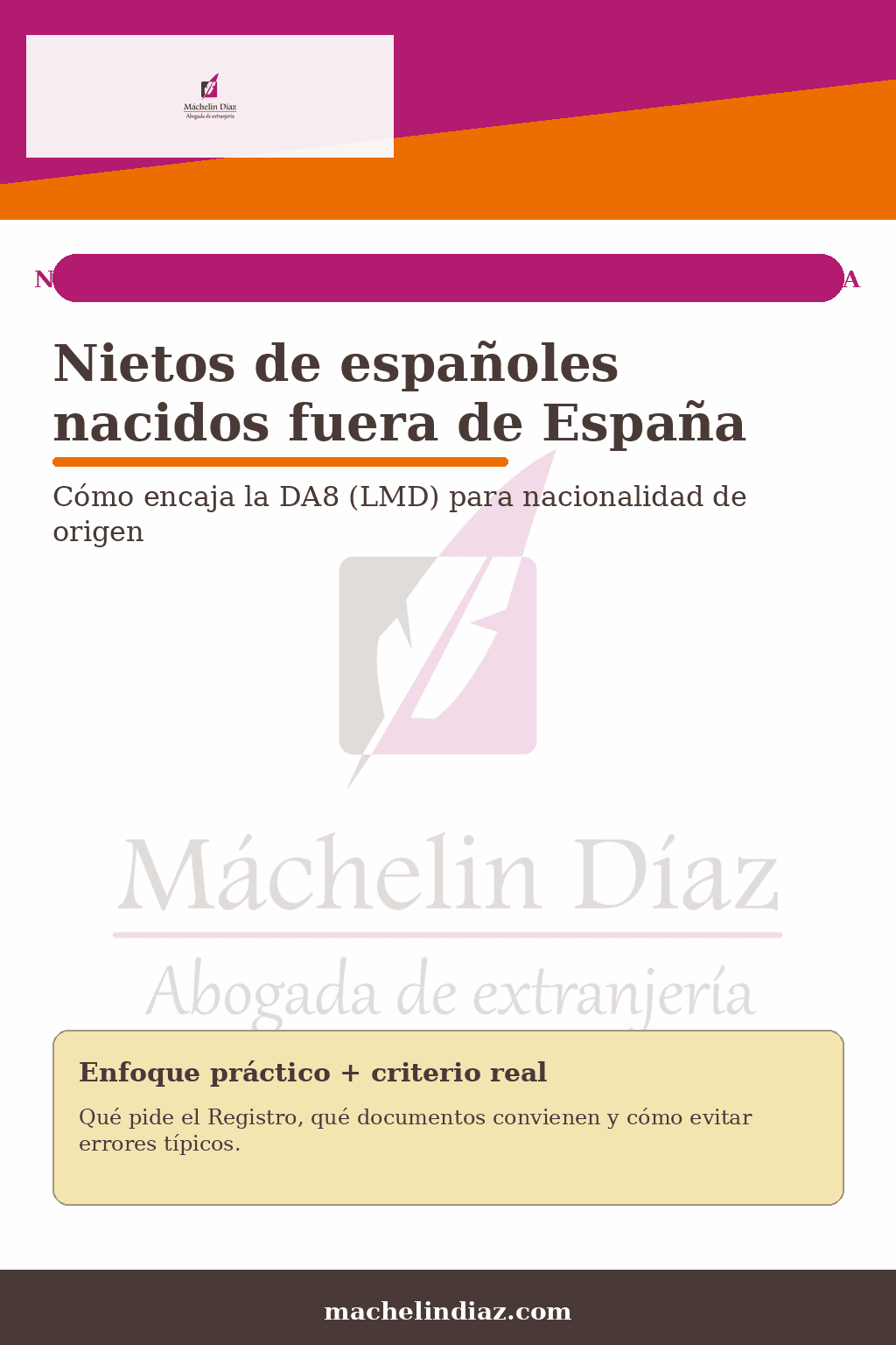 Nieta española nacida fuera de España, interesada en extranjería y nacionalidad española.