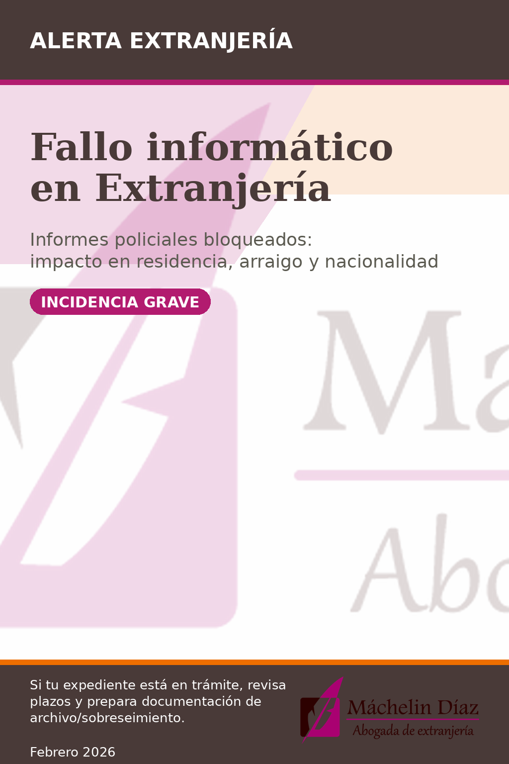 Fallo informático en extranjería, aviso de cierre parcial sede electrónica, abogada de extranjería.
