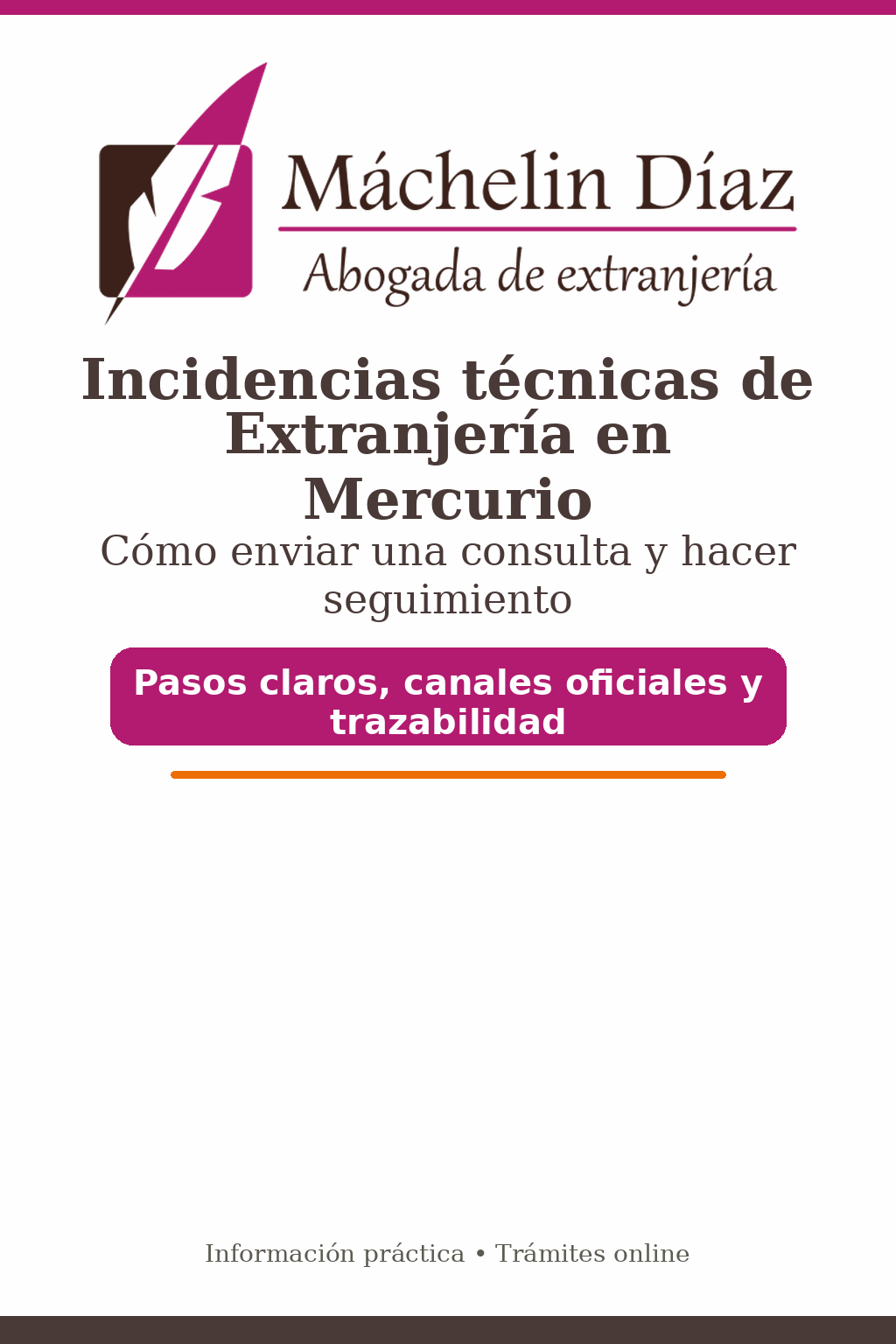 Guía de incidencias técnicas de extranjería en Mercurio para enviar consultas y seguimiento.