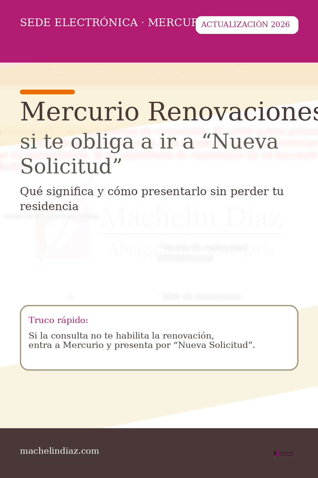 Portada Mercurio renovaciones si te obliga a ir a “Nueva Solicitud” en la Sede electrónica