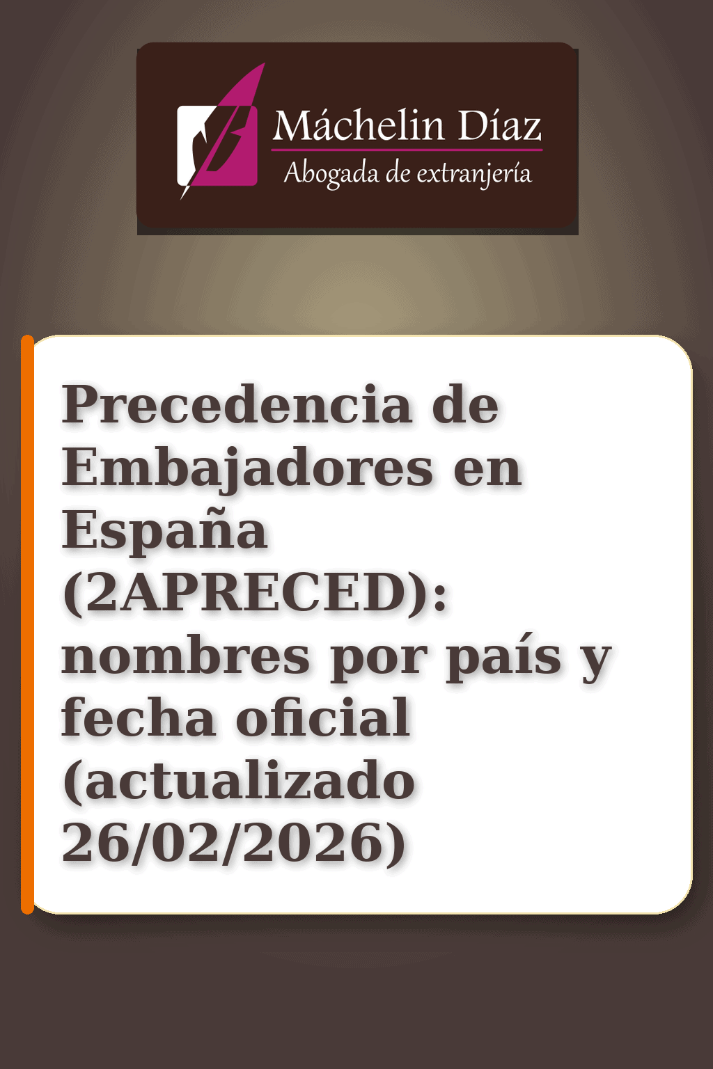Lista de precedencia de embajadores en España por país y fecha oficial actualizada.
