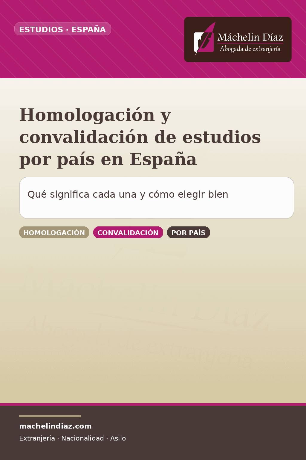 Imagen informativa sobre homologación y convalidación de estudios en España.
