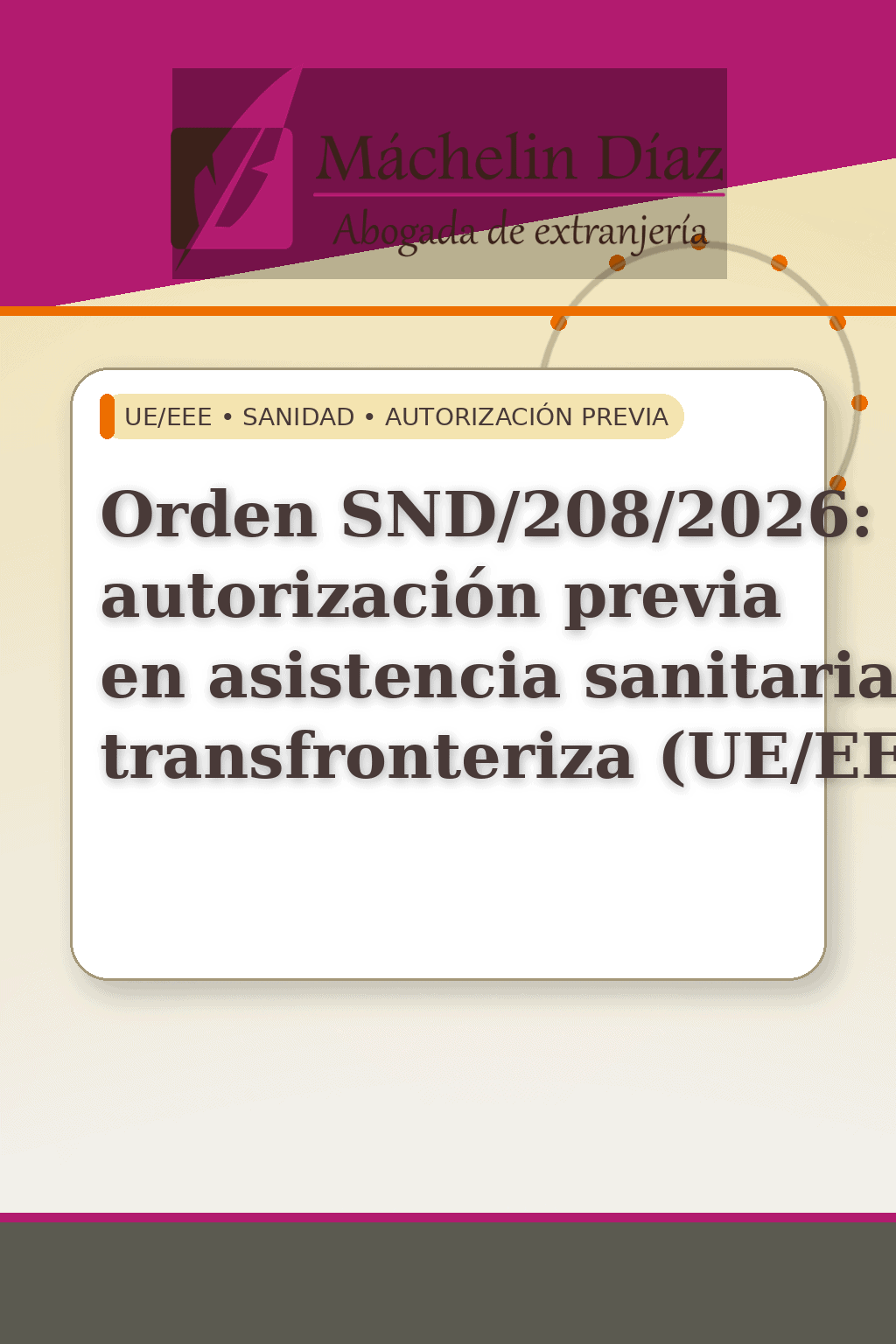 Permiso previo en asistencia sanitaria transfronteriza UE/EEE, abogada de extranjería en Madrid.