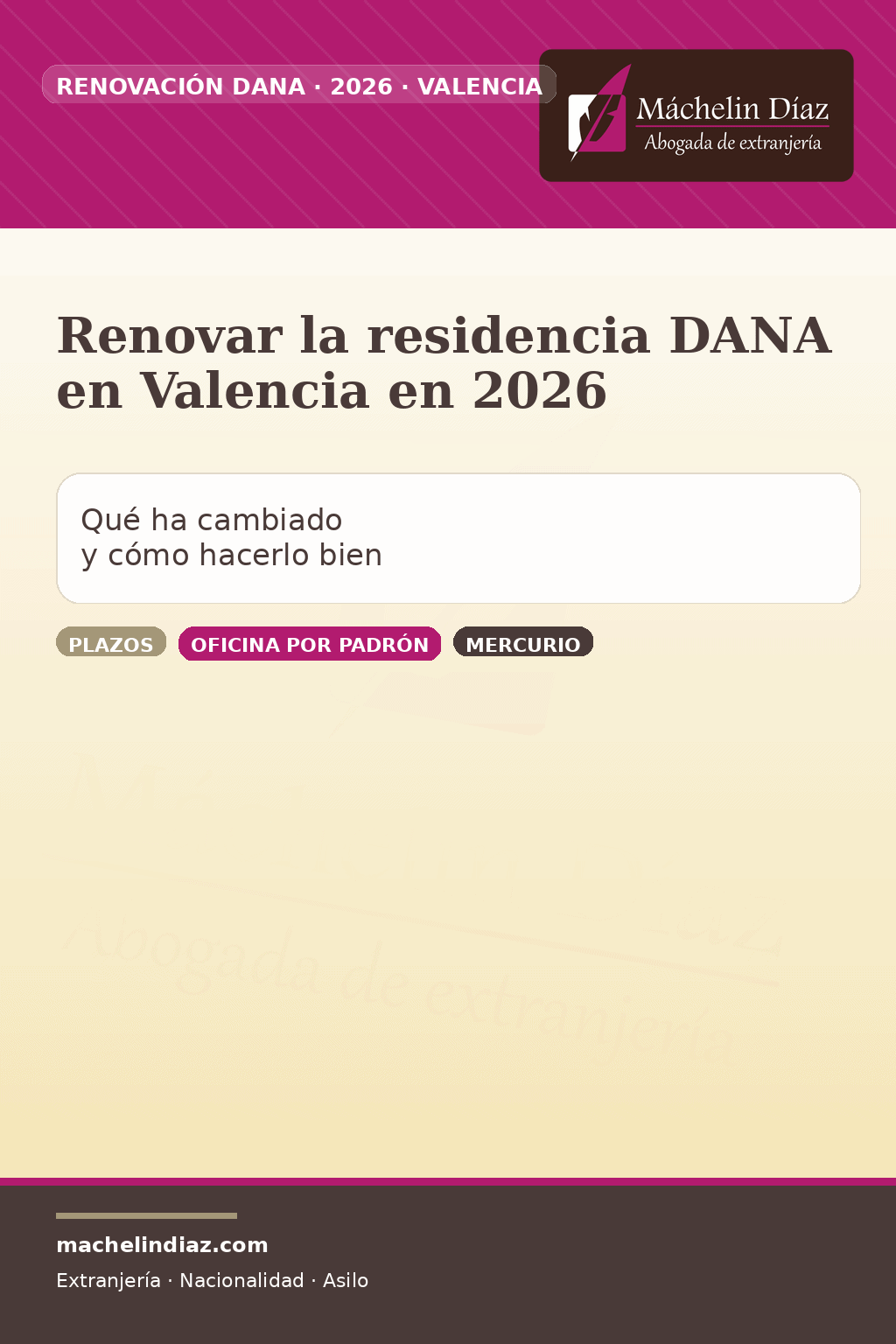 Abogada de extranjería revisando información sobre renovación de residencia DANA en Valencia 2026.