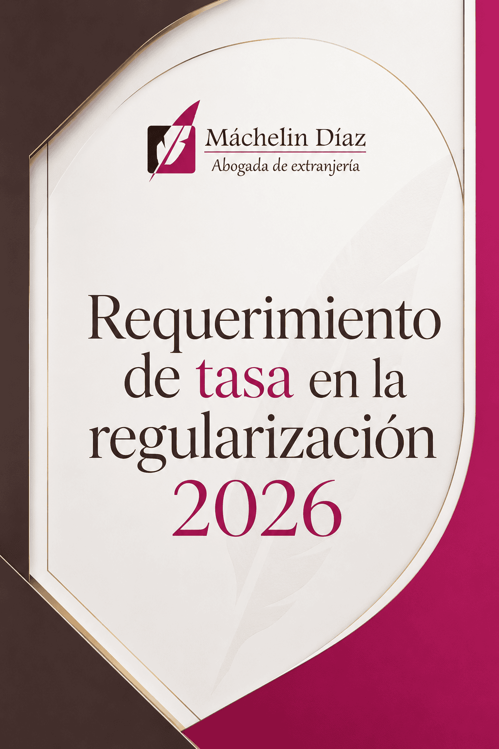 Requerimiento de tasa en la regularización 2026, con logo de abogada de extranjería Máchelin Díaz.