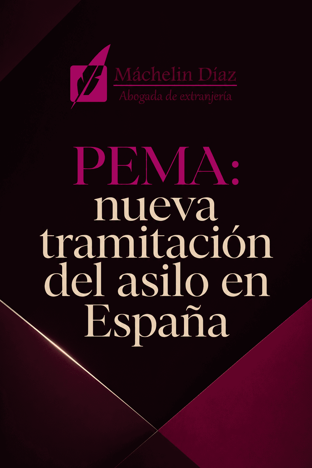 Portada de publicación sobre PEMA y tramitación del asilo en España, con logo y texto en tonos ro.