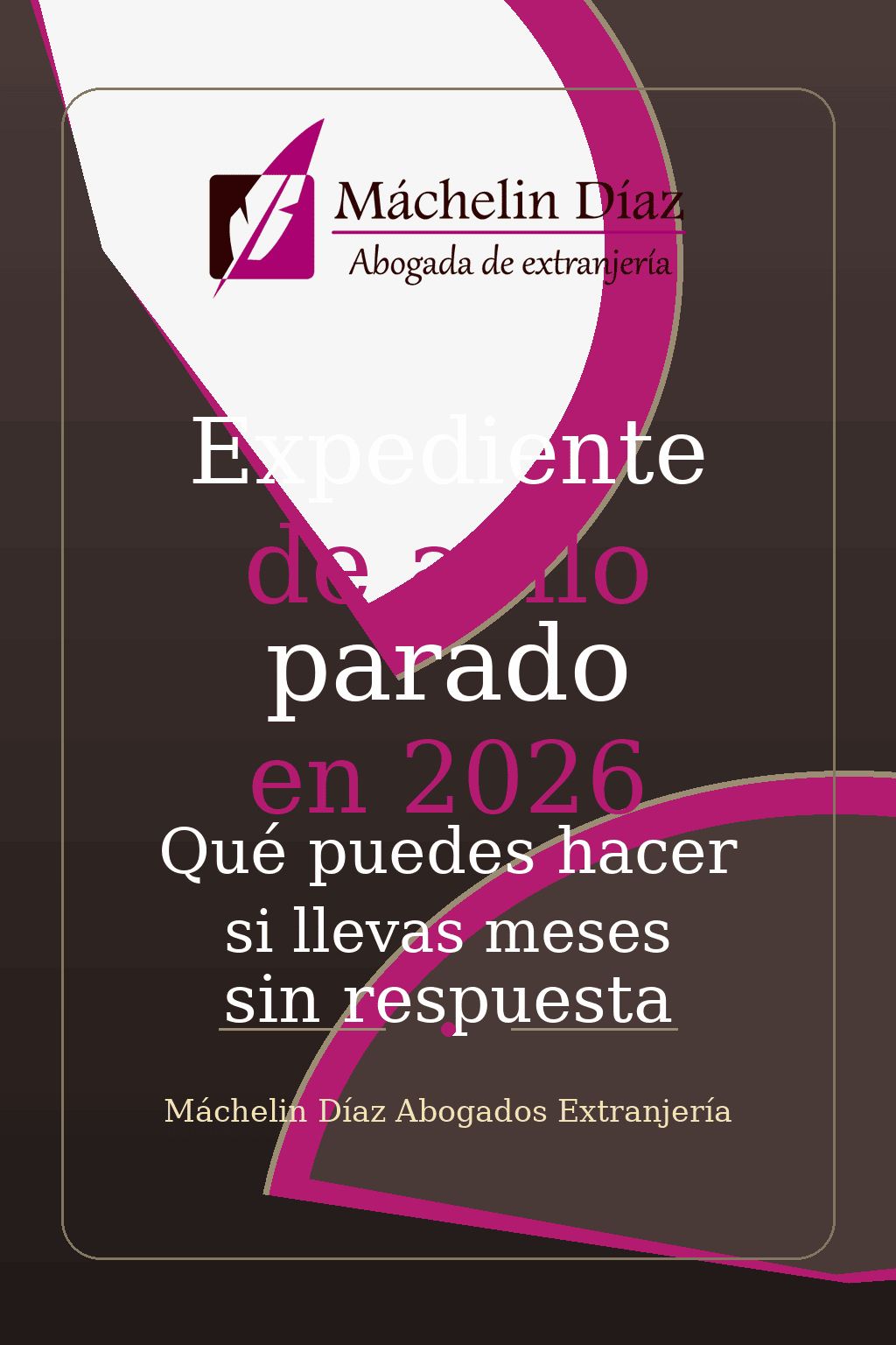 Portada de folleto con logo y texto sobre expediente de asilo en 2026 en Madrid.