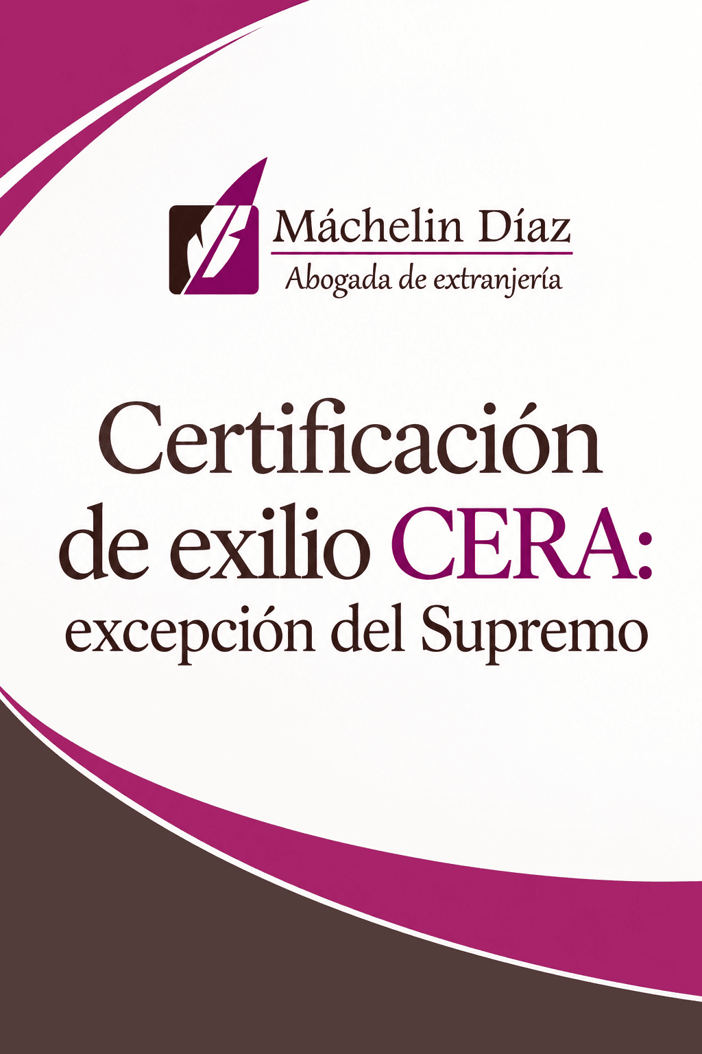 Certificación de exilio CERA, con logo y nombre de abogada de extranjería en Madrid.