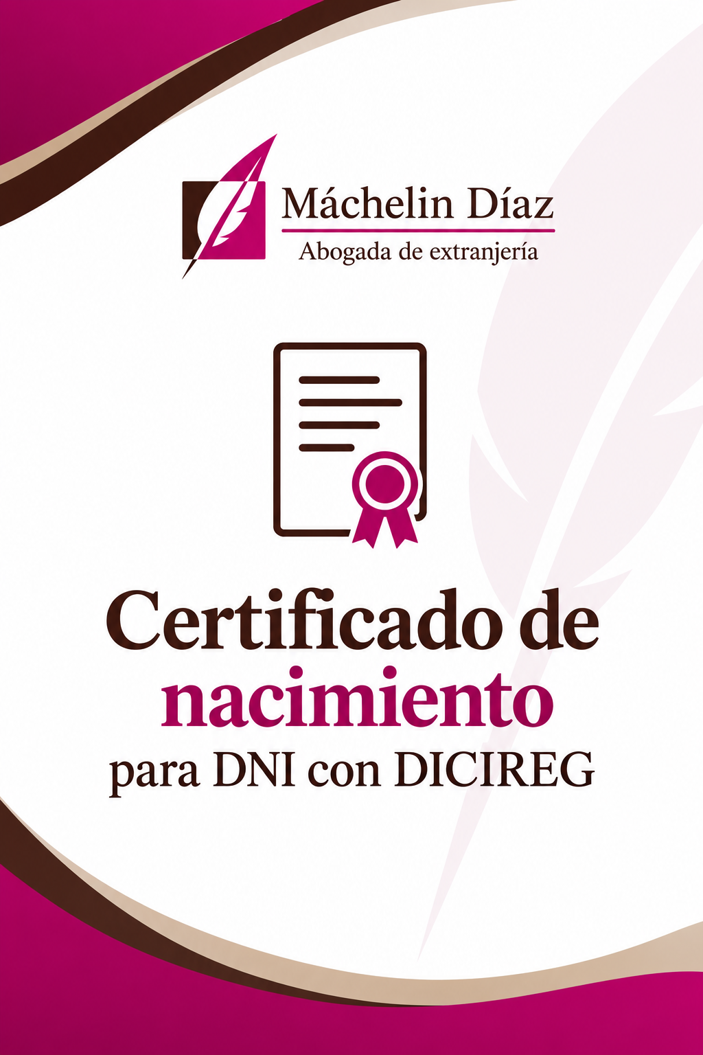 Certificado de nacimiento para DNI con DICIREG, con logo y texto en español.